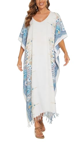 Image of Beautybatik Boho Flora Printed Women Plus Size Kaftan Kimono Loungewear Maxi Long Dress Size XL to 4X