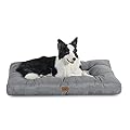Bedsure Waterproof Dog Bed Large - Washable Dog Mat Mattress with Oxford Fabric, Water Resistant Indestructible Pillow for Dog Crate, Grey, 91x68x10cm