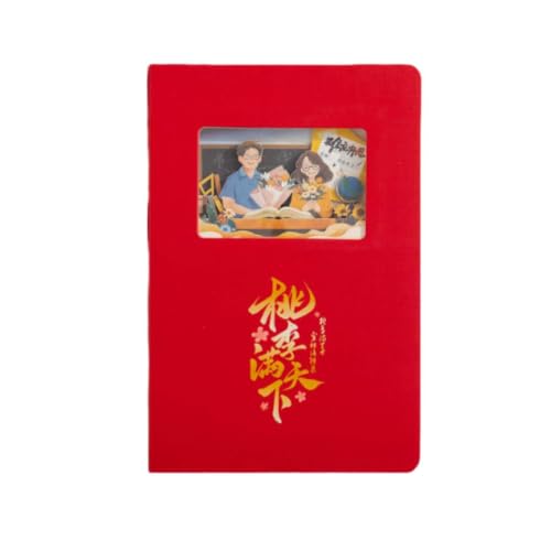 Carnet de voyage creux papier sculpté fleurs de pêche rouge A5
