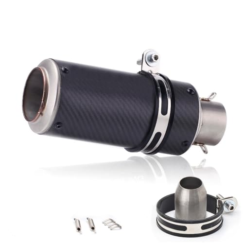 MORLUオートバイのエキゾーストパイプートバイ排気マフラー汎用ステンレス製バイク排気エキ排気管 スリップオンマフラー汎用 バイクサイレンサー オート (51mmラウンドカーボンファイバー)