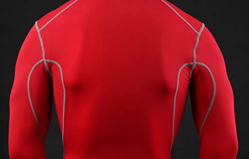 TCA Boys' Pro Performance Compression Shirt Long Sleeve Base Layer Thermal Top - Team Red, L Boy (10-12 Years) - Thumbnail 3
