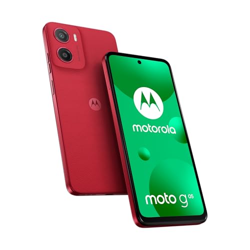 Moto g05 64 GB, Smartphone desbloqueado, pantalla 6.67', cámara 50 MP, batería 5200 mAh, rojo ciruela, carcasa protectora y cable USB C incluido