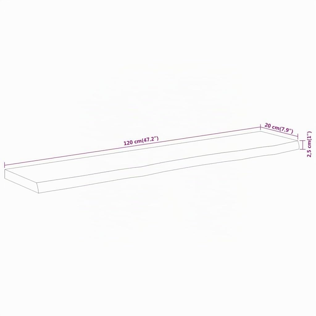 vidaXL Estante Pared Rectangular Madera Acacia Borde Vivo 120x20x2,5cm