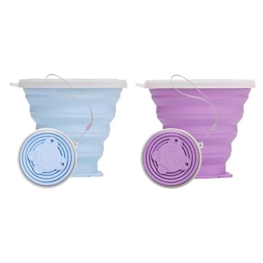 Helweet Taza de Viaje Plegable, Silicona Vasos Plegables, Copas de Silicona Plegables, Silicona Taza Plegable de Beber, Taza de Taza Camping, Para Viaje, Camping, Senderismo, Púrpura + Azul (180ml)