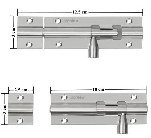 Image of Plantex Stainless Steel Tower Bolt /Tower Bolt for Home,Offices Doors and Windows /Tower Bolt for Main Door /Door Latch /Kundi /Chitakini /Door Latch for Windows - Pack of 4 (Chrome-Silver, 4 inch)