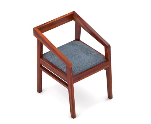 Image of SUNCOM Solid Sheesham Wood Arm Chair Set of 1 for Living Room| Wooden Dining Chair | Home Dining Room Furniture (Natural Finish, 1 Chairs)