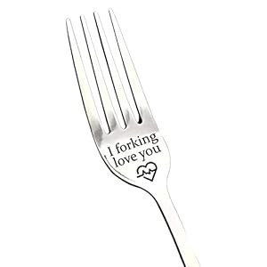 Gifts for Boyfriend Anniversary Valentines Gifts I Forking Love You Dinner Forks, Inspirational Funny Engraved Forks, Stainless Steel Table Forks, 8 Inches