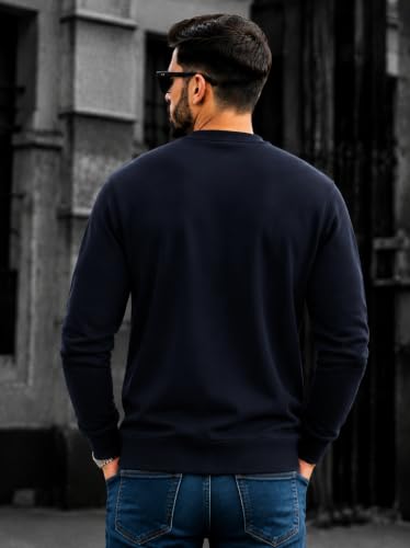 Image of Mack Jonney Men's Solid Winter Sweatshirt|Soft Fleece Fabric Full Sleeve Round Neck Sweatshirt|Stylish Casual Wear for Men-mj-281