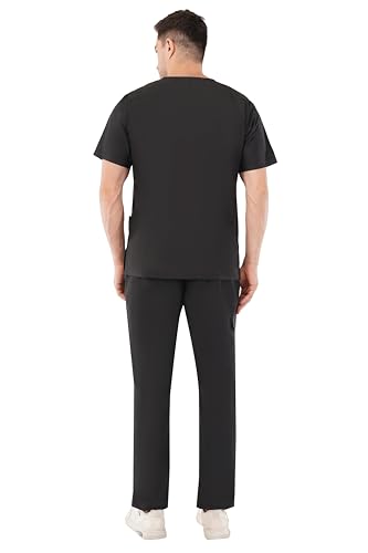 Image of PRAGATI TRENDS Unisex Scrub Suit Surgical V-Neck Top and Cargo Type Trouser (BLACK, 2XL)
