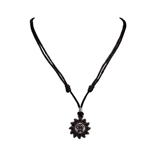 BlueRica Sun on Adjustable Black Cord Necklace