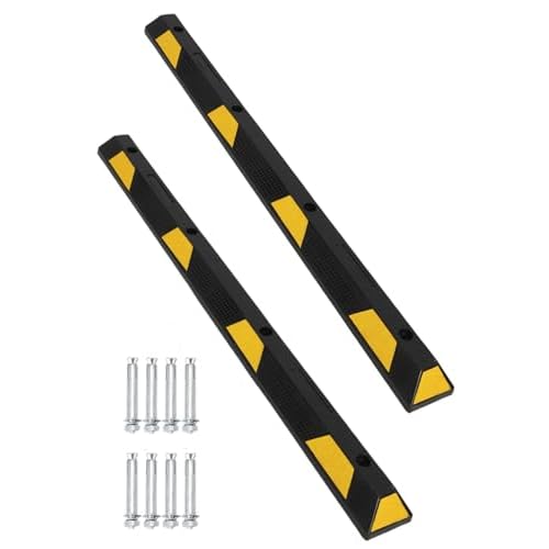 COZONY 2 Pack 72" Rubber Parking Curb, Heavy Duty Parking Stopper with 10 High Reflective Yellow Safety Stripes, Durable Garage Wheel Stoppers Parking
