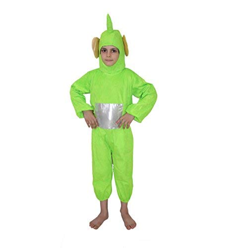 Image of Kaku Fancy Dresses Polyester Tubbies Cartoon Costume -Green-Silver, 7-8 Years, For Boys