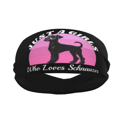 Just A Girls Who Loves Schnauzer Dog Adjustable Sports Headband Moisture Wicking Sweatband for Running Workout2