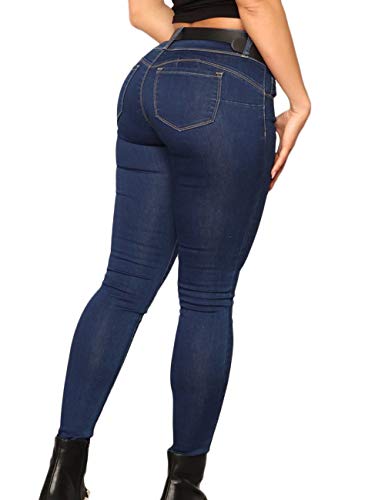 SOMTHRON Women's Slim Solid Midi Rise Stretchy Pencil Pants Denim Skinny Jeans3