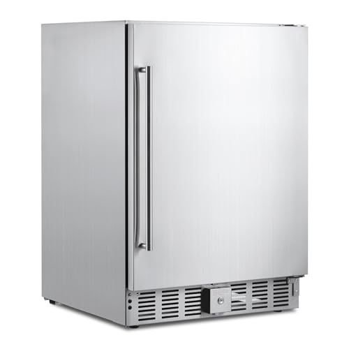Garvee Beverage Fridge 24 Inch, Stainless Steel Under Counter Beverage Refrigerator 180 Capacity Freestanding Beer Drink Soda Cooler Fridges for Indoo