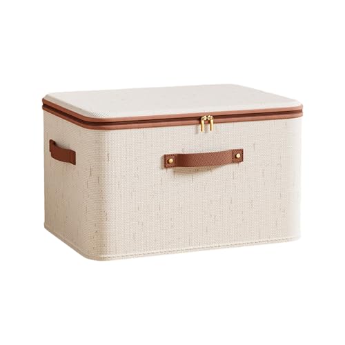 Boîte de rangement pliable haut de gamme en toile de coton avec zip robuste