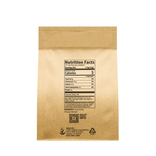 Pure Original Ingredients Cream of Tartar (1 lb) Pure & Natural, Baking & Cleaning, DIY Bath Bombs & More, Eco-Friendly Packaging,