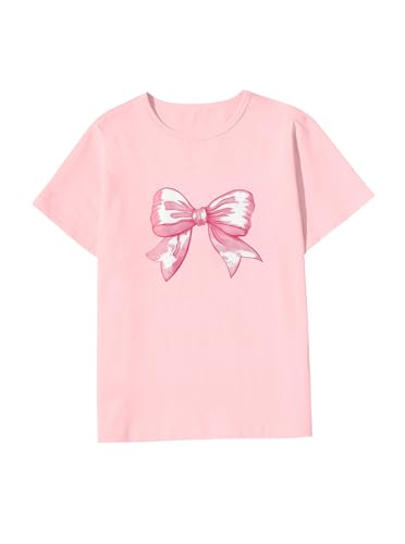 Image of Girls' Graphic Tees Summer Cute Tops Casual Short Sleeve Crew Neck T Shirts