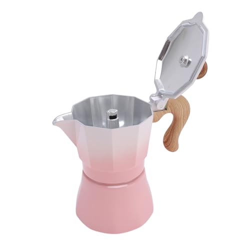 Ausla Italiana de Cocina Italiana de Estufa Cubana de Estufa 150ml de Aluminio con Excelente Conductividad Térmica para Amantes Principiantes (Rosa Degradado)