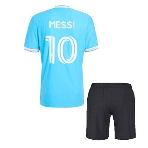 Image of Argetinaa Football Jersey 2024 Mesii 10 with Black Shorts (Boys & Kids)