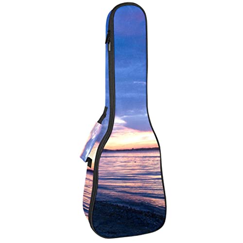 Housse ukulélé ténor rembourrée et étanche Sundown Summer Beach style bleu chic