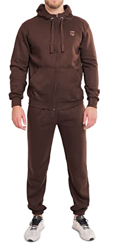 Preisvergleich Produktbild Gennadi Hoppe Herren Trainingsanzug Sweatjacke undTrainingshose Jogginganzug,H6367 braun XXL