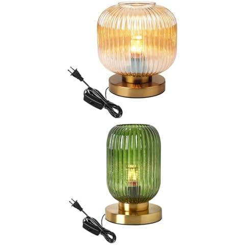 Auwieou Modern Table Lamp Green Glass Shade,Amber Table Lamp nightstand lamp Cover