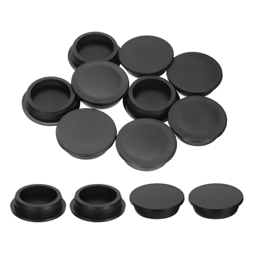 Image of uxcell 10 Pcs Hole Plugs, Heat Resistant Silicone Flush Type Fastener Hole Cover Plug for 51.3mm(2-1 /64 Inch) Hole, Round Snap Locking Tubing Plug Hole for Furniture Cabinet, Black
