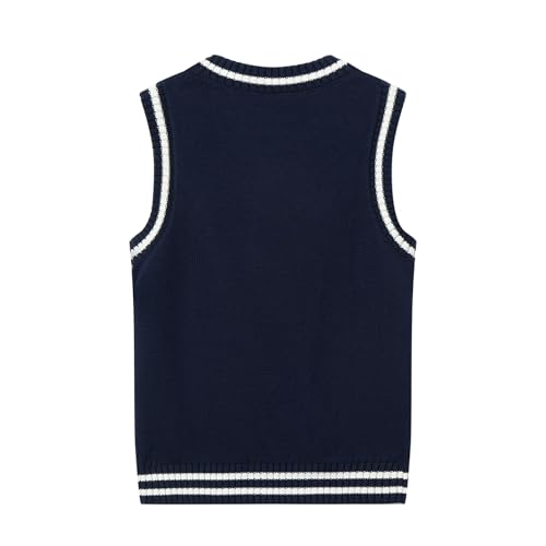 Boys Girls Cable Knit Sweater Vest Cotton V Neck Sleeveless Argyle School Uniform Vests 4T-14Y2