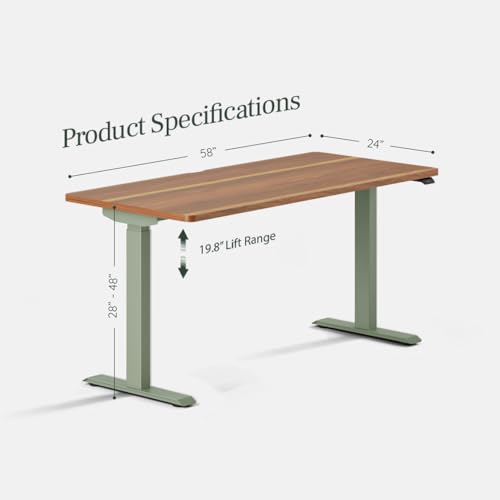 Image of Branch Duo Standing Desk, Adjustable Standing Desk with 20 inch Range | OLED Control Panel, Frameless Design and Compact Size Suitable for Many Spaces, 58 Inches, Walnut Top, Sage Base