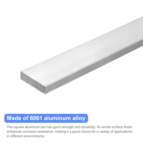 Image of uxcell Square Aluminum Flat Bar, 3 /8 inch Thick 1.6 inch Width 10 inch Length Square Aluminum Bar 6061 Aluminum Flat Plate, 10 x 40 x 254mm T6511 Solid New Mill Stock for Industrial Building