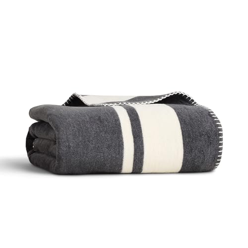 Image of Preston Lane Highrise Soft Cotton Throw Blanket, 50 x 70 in - Slate | Soft Fluffy Blanket for Bed, Couch and Living Room, Home Decor Essentials, Made in Portugal, Boho Home Decor