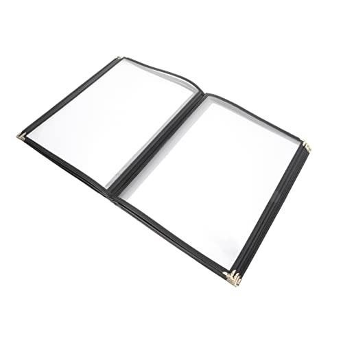 FUNOMOCYA Recipe Book Menu Covers Portable Menu Cover for Restaurant Menu Protective Cover Double Panel Menu Cover Restaurant Looseleaf Folder Restaurant Recipe Menu Cover PVC Black