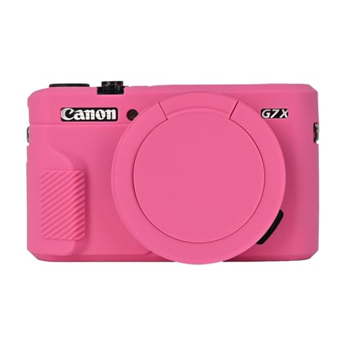 Votvlog Custodia per Fotocamera, Custodia in Silicone per Canon G7 X Mark II Fotocamera, Custodia Protettiva in Morbido Silicone con Copriobiettivo Rimovibile, per G7X Mark II DSLR-Fotocamera (Rosa)