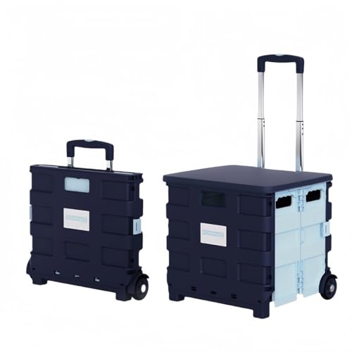 miluFox折りたたみ式 ショッピングカート 軽量 静粛キャスター付き 65L/45L 座り込み可能 アウトドア ピクニック キャンプ用 ショッピングカート 2 輪 4 輪 (2 輪 濃紺,中型)