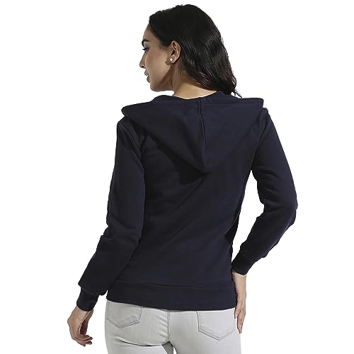 Image of PINACOLADA Women's Zip-Front Hoodie with Angled Open Pockets for Casual Wear | Hooded Neck | Long Sleeve | Zipper Closure | Cotton Sweatshirt Crafted with Comfort Fit for Everyday Wear