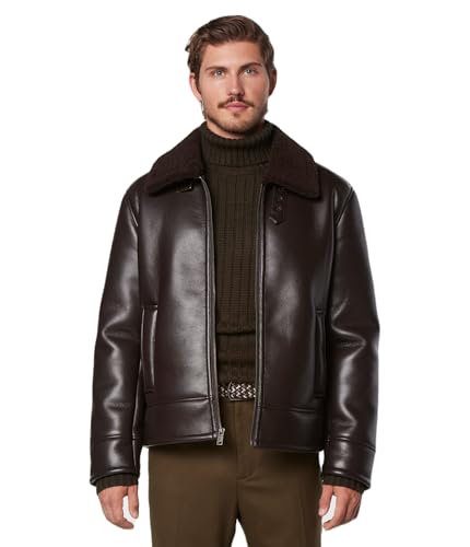 Image of Andrew Marc Men's Andrew Marc Men's Faux Leather Sherling Jacket