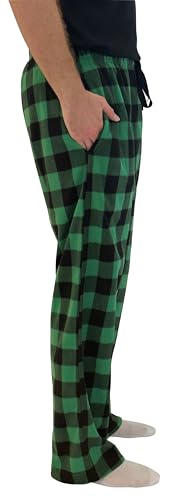 Image of #followme Men's Buffalo Plaid Pajama Pants - Micro Fleece Lounge PJs with 2 Pockets, Elastic Waist, Soft Sleep Pants S-XXXL