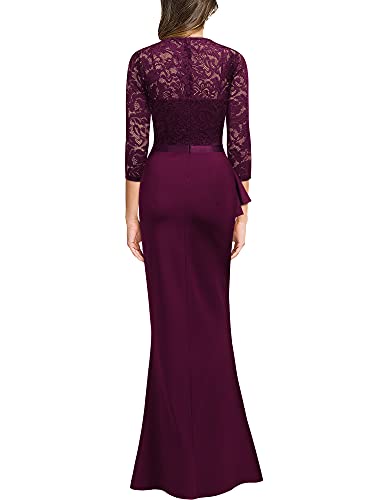 Image of MISSMAY Women's Vintage Floral Lace Ruffle Half Sleeve Evening Party Formal Long Dress