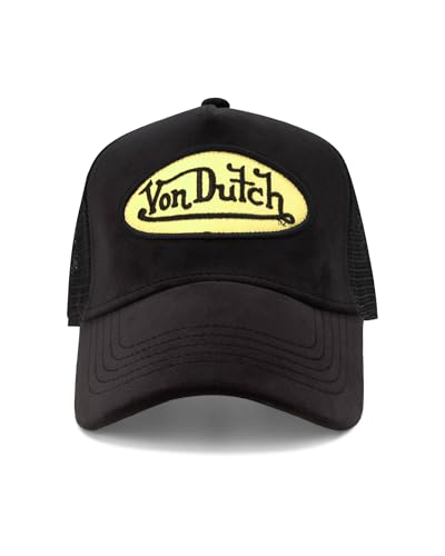 Image of Von Dutch Unisex Trucker Hat - Velvet Curved Bill Mesh Back Retro Classic Adjustable Snapback Baseball Cap for Men and Women