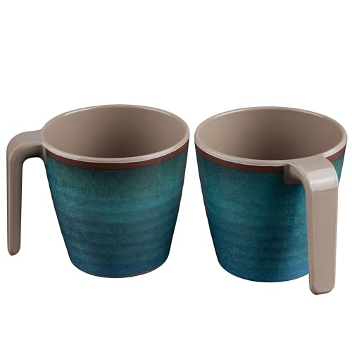 2 Stück Melamin Tassen 350 ml ideal für Camping - Jesolo Grün -...