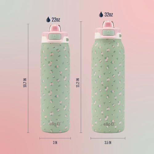 Image of Ello Pop & Fill Insulated Stainless Steel Water Bottle with Quick Fill Lid, Leakproof Locking, Sip or Chug Spout, BPA-Free, Double Wall Vacuum Insulated for Sports, Travel & School- 22oz / 32oz / 40oz