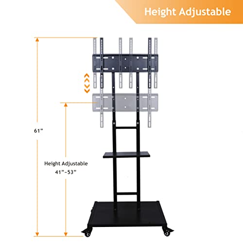 Image of D&V Engineering Metal Mobile TV Stand on Wheels | Height Adjustable TV Trolley | Rolling Cart for 32-55 Inch LED, LCD, Smart TVs | Portable Stand for Home, Office, School and College Use - Classic