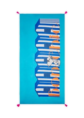 CODELLO X Peanuts Cotton Pareo mit Snoopy-Motiven, Wickeltuch, Blau-Multicolor