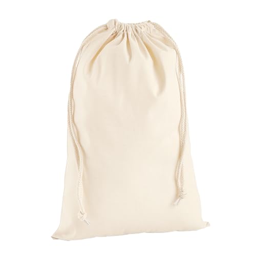Westford Mill Premium Cotton Stuff Bag (W216) - Travel Daily Use Accessory Bag - Natural (XL)