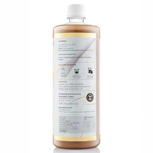 Image of Amla Pro: 100% Raw & Cold-Pressed Amla Juice | Supports Healthy Skin, Hair, and Digestion | Rich Source of Vitamin C | 1Ltr | Pack of 1