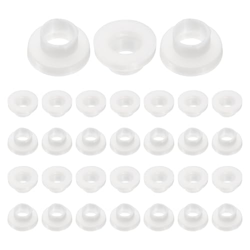 QUARKZMAN 60 Piezas de Bujes de Cojinete, Manga de Cojinetes de Plástico con Bridas de Nailon ID 3mm x OD 3.6mm x Longitud 2.8mm, Casquillos de Brida, Blanco