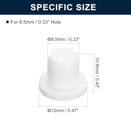 Image of uxcell 20 Pieces White Rubber Stopper, S8.5 Waterproof Plug Holes for 8.5mm / 0.33 inch Hole