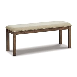 Signature Design by Ashley Moriville Casual Rustic Upholstered Dining Bench, Grey & Brown