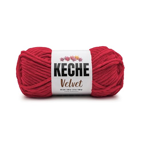 Image of Keche Velvet Yarn for Crocheting, Soft Chenille Bulky Baby Blanket Amigurumi Yarn 100 gr (132 yds) - Pomegranate